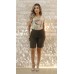034438 Blusa manga curta Ramany Estampada Folhagem 